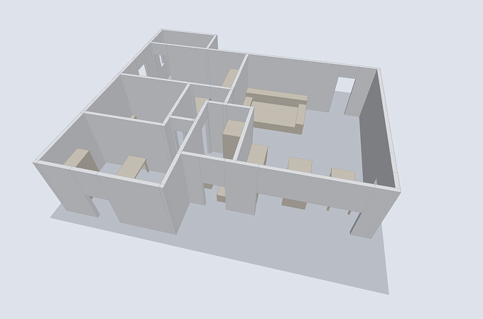 Render fotorealistico di un ambiente generato da una planimetria